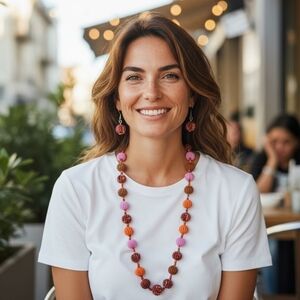 New About Color Beaded Necklace and Earrings